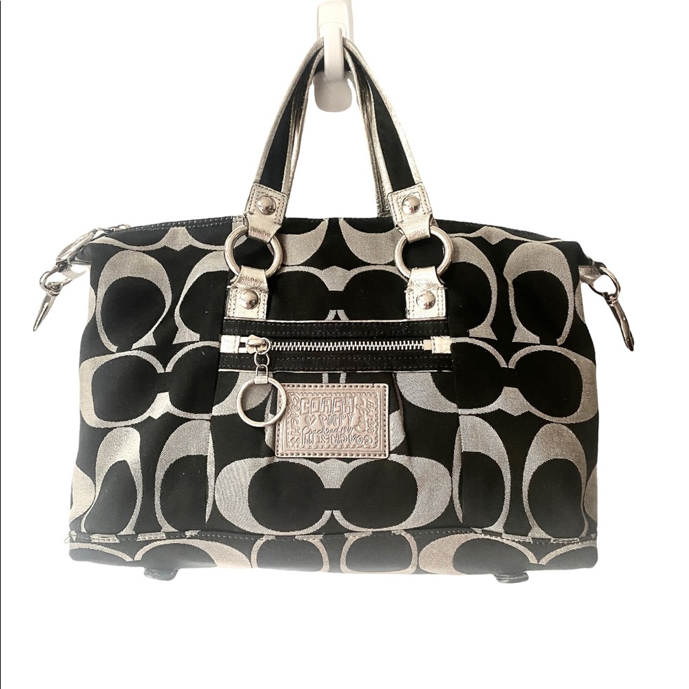 Coach signature black and gray poppy tote bag